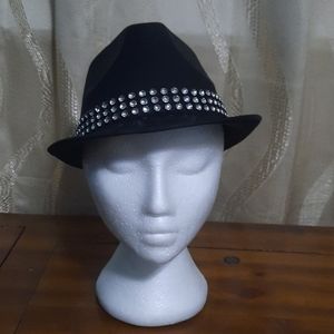 Black fedora with rhinestone details